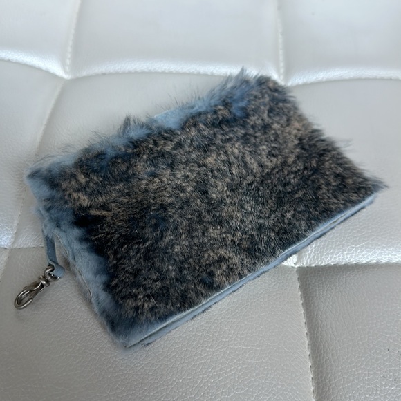 Chanel rabbit fur & suede key chain  pouch clutch bag - Picture 1 of 9